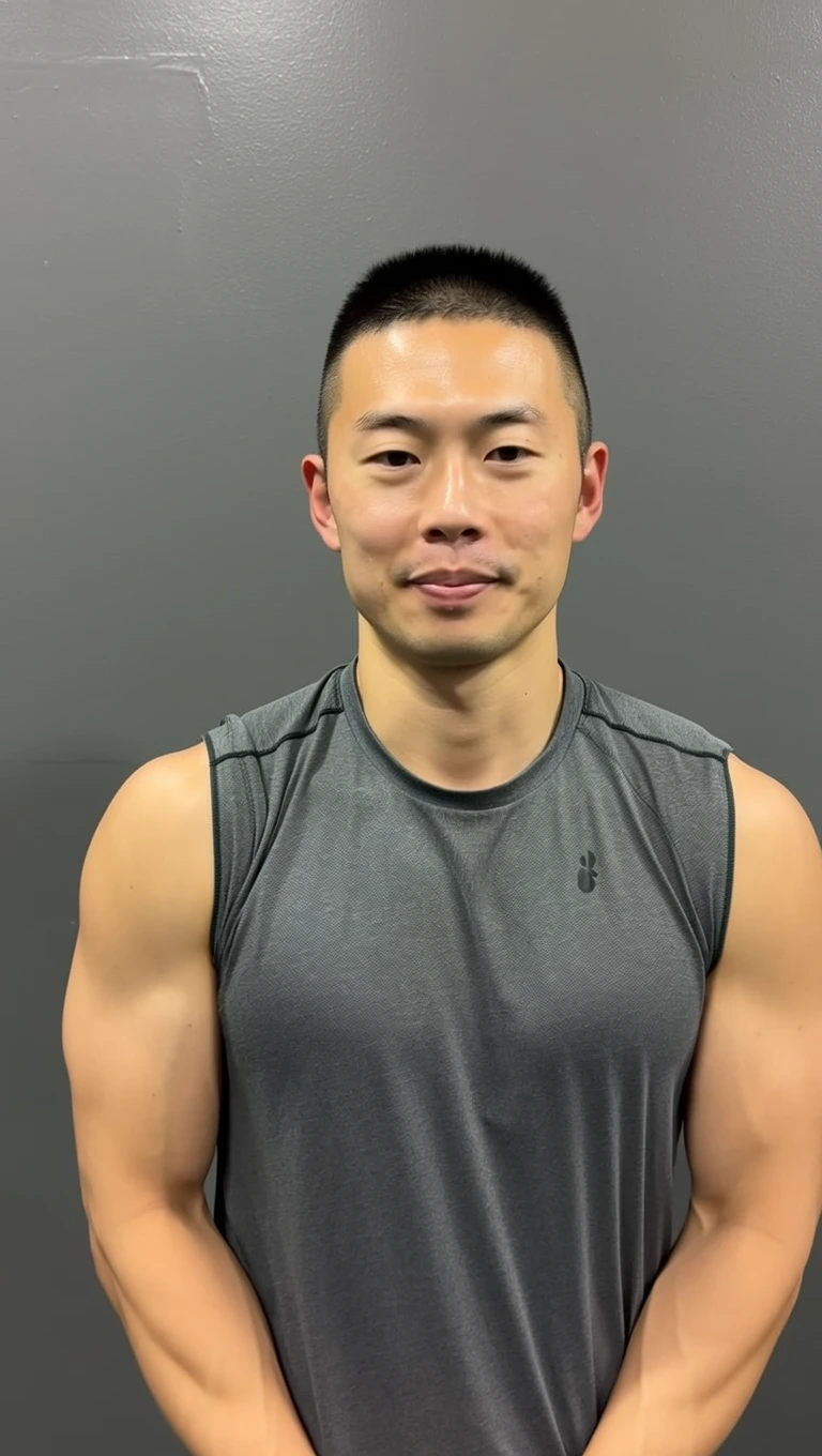 パスポート用証明写真の変換前：普段着の男性